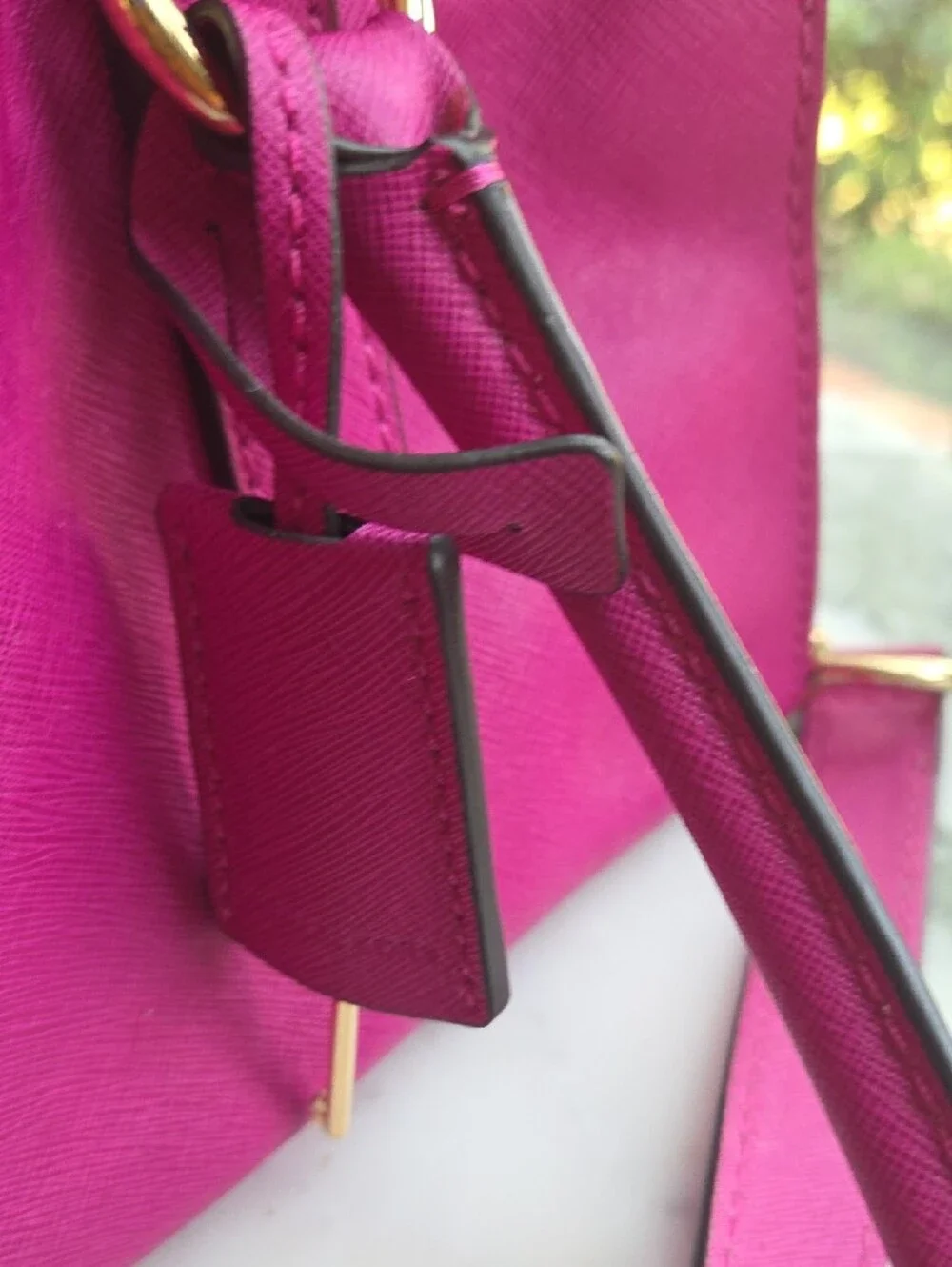 Michael Kors Hot Pink/ Purple Saffiano Leather Satchel with Gold Hardware